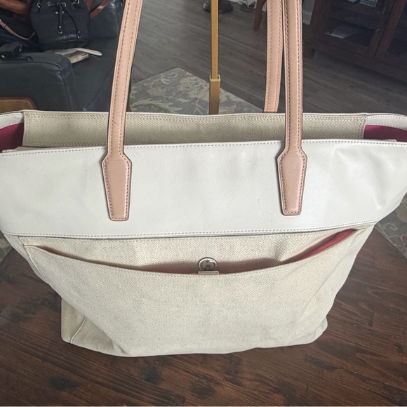 Coach Beige and Pink Canvas/leather Weekender Tote 20x15 Includes Triple hangtag - Picture 2 of 15